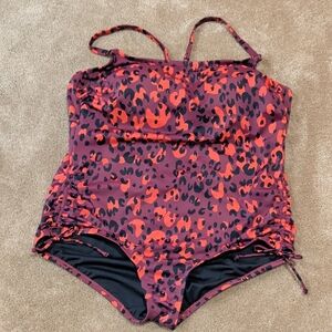 Beach Betty One Piece Swimsuit with Red Leopard Print